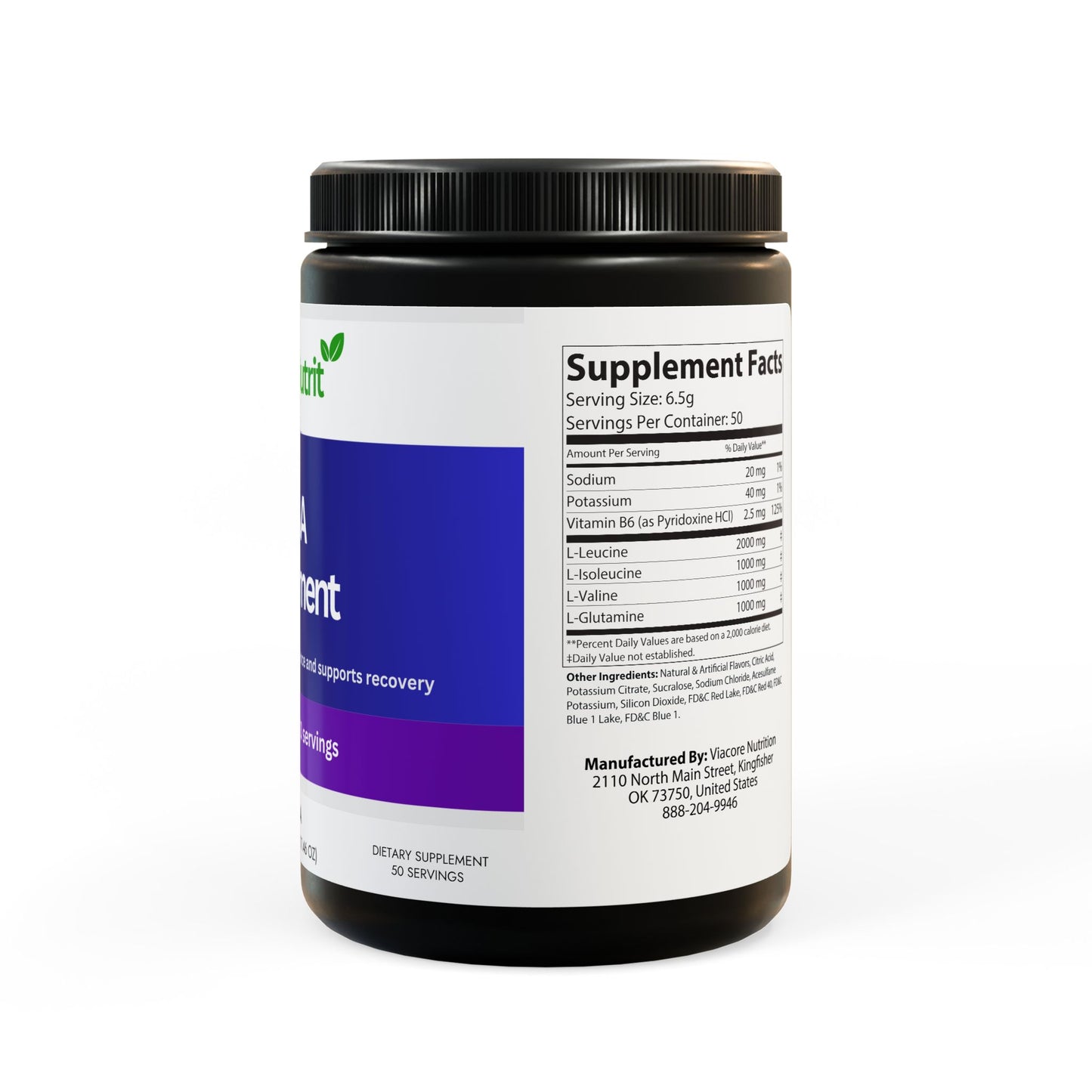 BCAA Supplement, Grape (325g, 11.46oz, 50 servings)