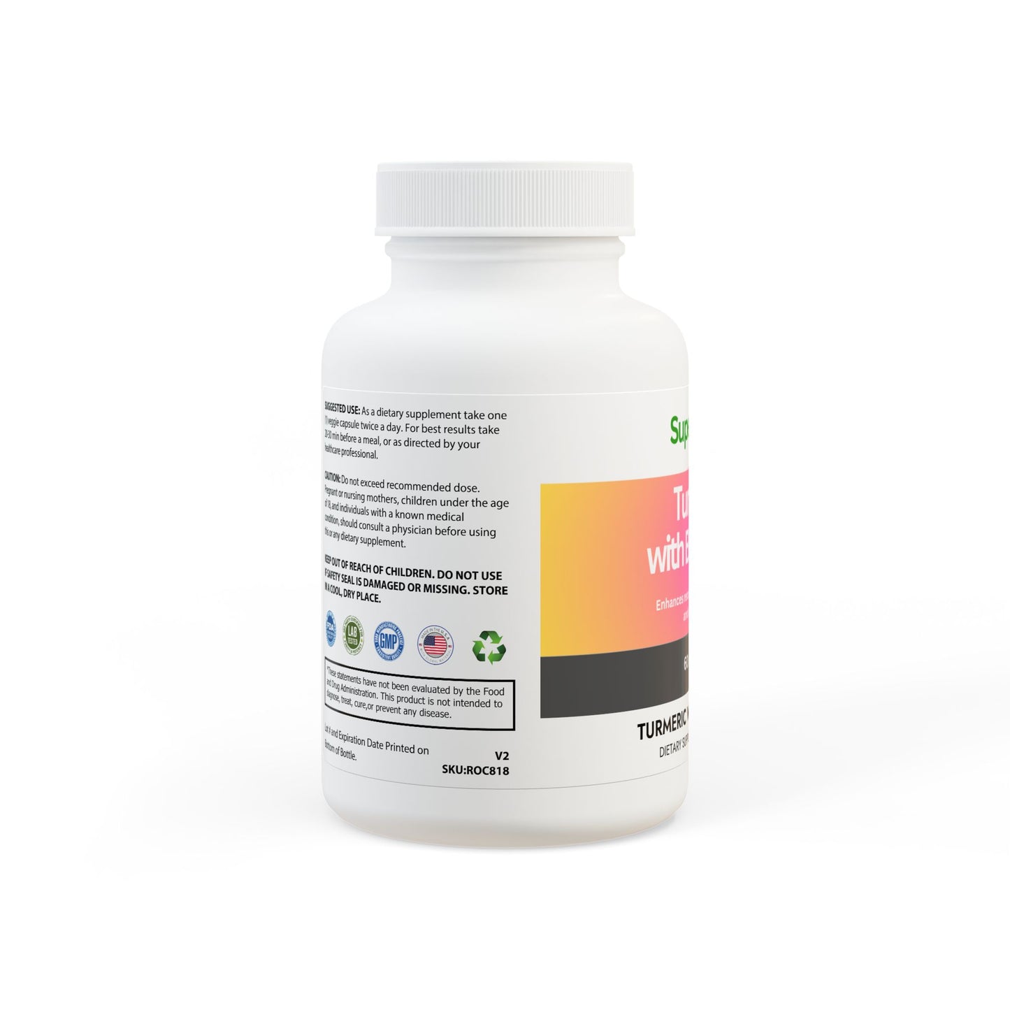 Turmeric with BioPerine® (Black Pepper Fruit Extract) Supplement (60 Capsules)