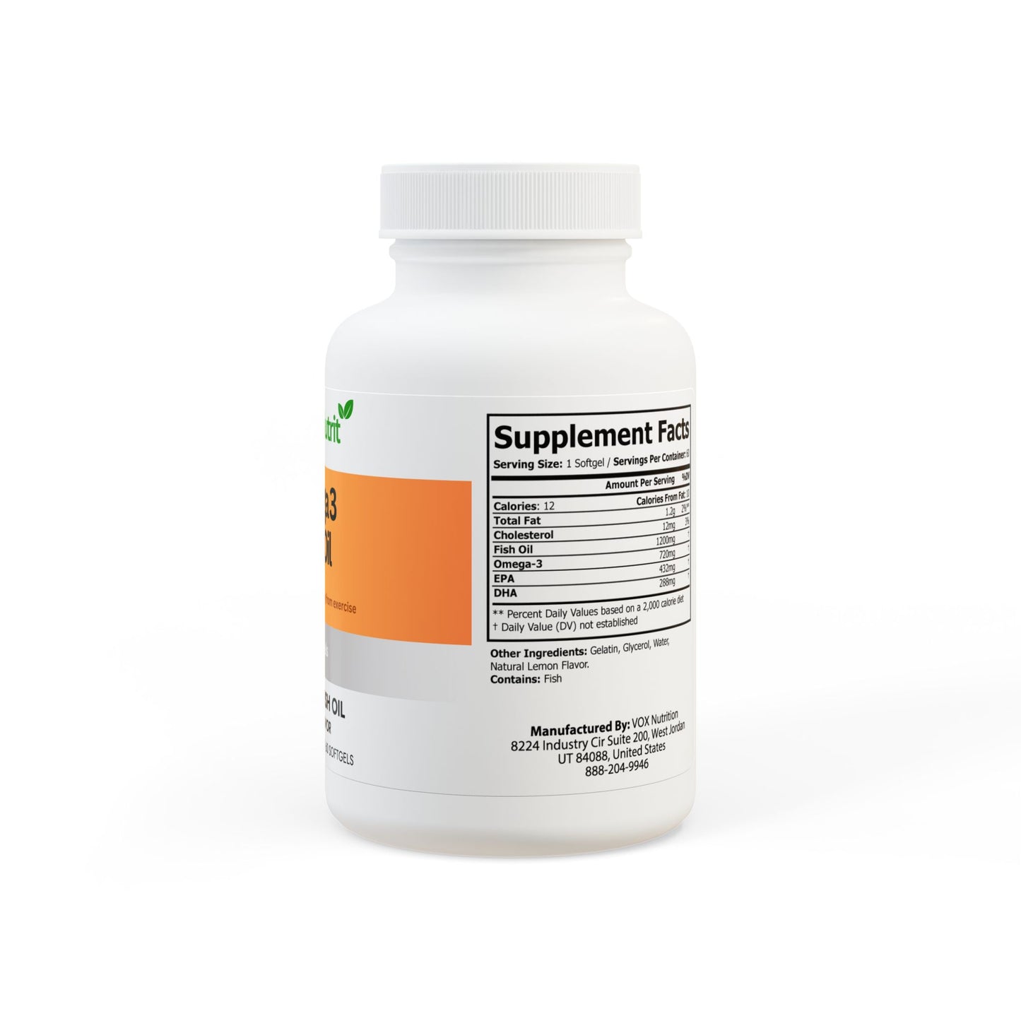 Omega 3 Fish Oil Supplement (60 Softgels)