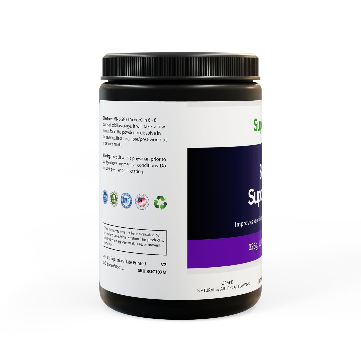 BCAA Supplement, Grape (325g, 11.46oz, 50 servings)